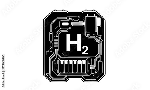 Hydrogen energy icon representing clean alternative fuel source with future technology solutions for a sustainable planet.