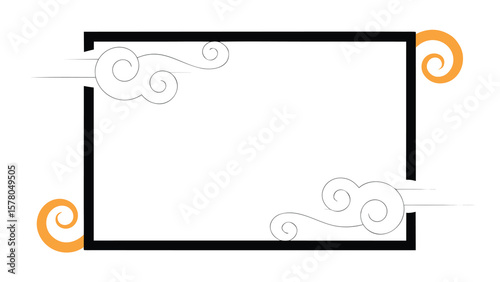 Decorative frame design featuring cloud elements and elegant minimalist vector style