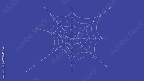Detailed white spiderweb outline design on a deep blue background for halloween or design projects