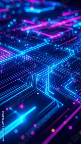 Abstract neon circuit board design
