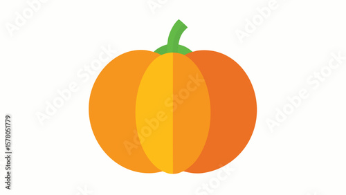 Isolated flat vector illustration of a bright orange pumpkin against a white background