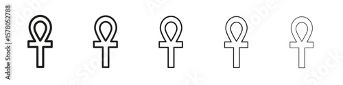 Ankh icon line art vector collection on white background