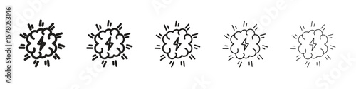 Brainstorm icon line art vector collection on white background