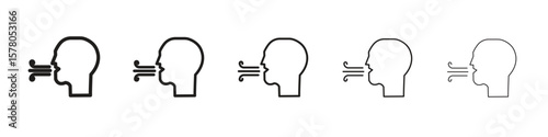 Breath icon line art vector collection on white background