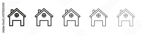 Chalet icon line art vector collection on white background