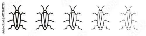 Cockroach icon line art vector collection on white background