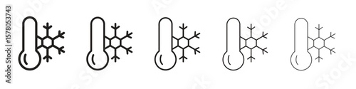 Cold icon line art vector collection on white background