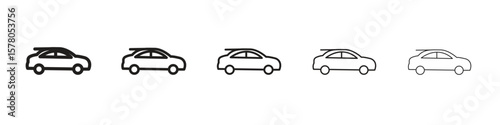 Compact car icon line art vector collection on white background