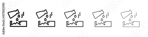 Corrosive substance icon line art vector collection on white background