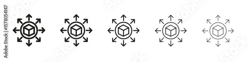 Distribution box icon line art vector collection on white background
