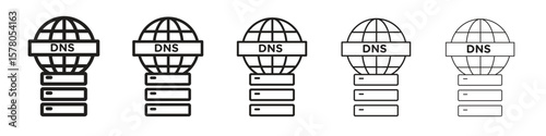 DNS icon line art vector collection on white background