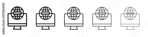 Domain icon line art vector collection on white background