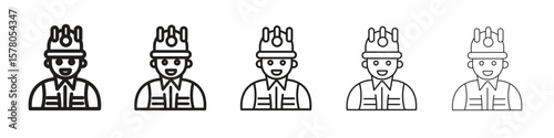 Engineer icon line art vector collection on white background