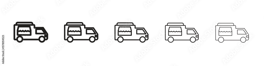 Obraz premium Food truck icon line art vector collection on white background