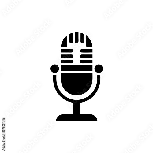 A classic microphone icon, a symbol of broadcasting, communication, and audio recording.