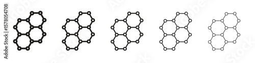 Graphene icon line art vector collection on white background