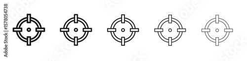 Gun target icon line art vector collection on white background