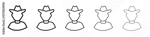 Hunter icon line art vector collection on white background