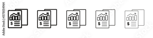 Income statement icon line art vector collection on white background
