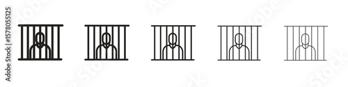 Jail icon line art vector collection on white background