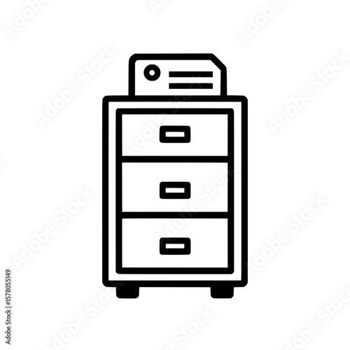 File Cabinet Icon with Drawers for Document Storage