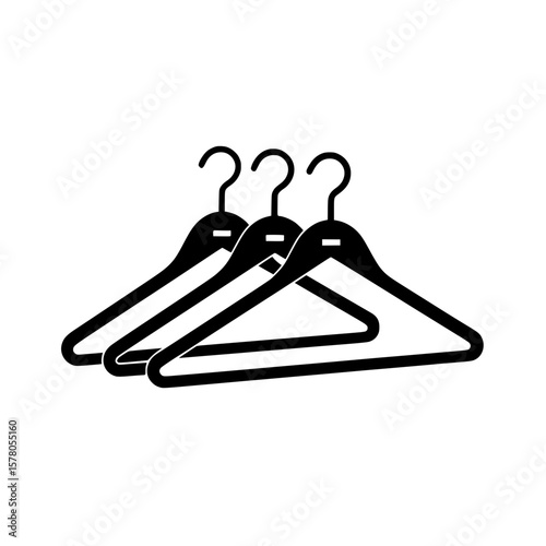 Hanger Icon with Three Clothes Hangers for Wardrobe or Retail Use