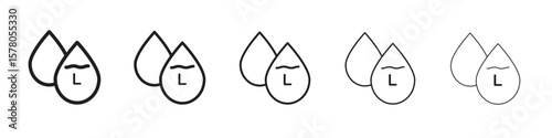Liter icon line art vector collection on white background