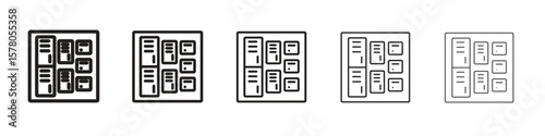 Lockers icon line art vector collection on white background