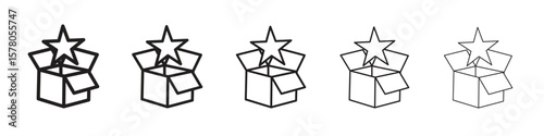 New product icon line art vector collection on white background