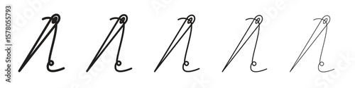 Needle icon line art vector collection on white background