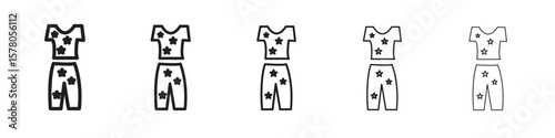 Pijama icon line art vector collection on white background