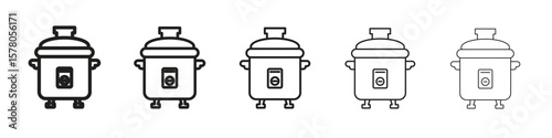 pressure cooker icon line art vector collection on white background