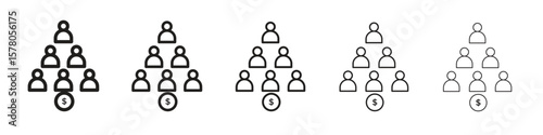 Ponzi scheme icon line art vector collection on white background