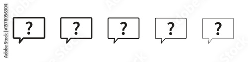 Question icon line art vector collection on white background