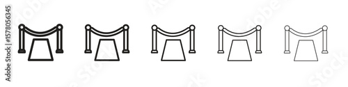 Red carpet icon line art vector collection on white background