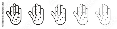 Rash hand icon line art vector collection on white background
