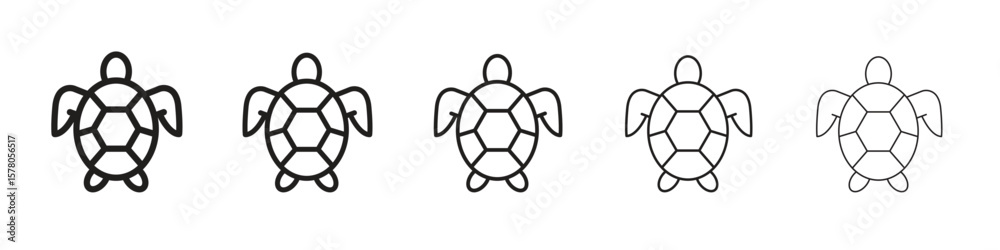 Obraz premium Sea turtle icon line art vector collection on white background