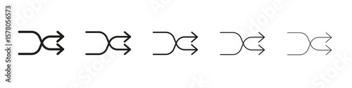 Shuffle icon line art vector collection on white background