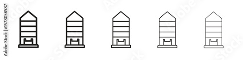 Silo icon line art vector collection on white background