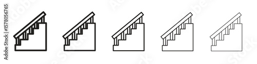 Stairs icon line art vector collection on white background