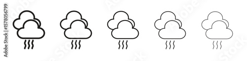 Steam icon line art vector collection on white background