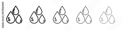 Tear drop icon line art vector collection on white background