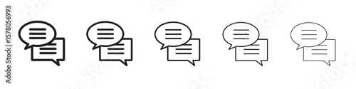 Text chat icon line art vector collection on white background