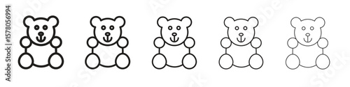 Teddy bear icon line art vector collection on white background