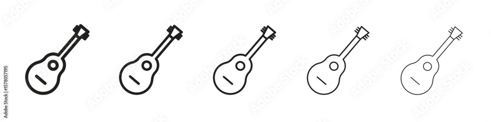Ukulele icon line art vector collection on white background