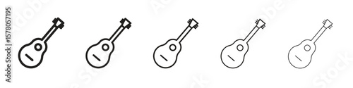 Ukulele icon line art vector collection on white background