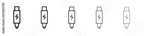 USB type c icon line art vector collection on white background