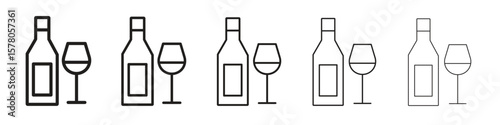 Vodka icon line art vector collection on white background