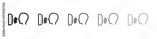 Voice control icon line art vector collection on white background
