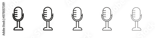 Voice recording icon line art vector collection on white background